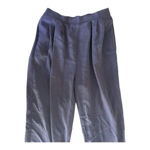 Womens silk blue pleated Pants with elastic waist sz large paul harris design